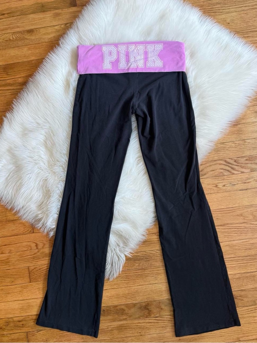 Y2k Victoria’s Secret pink fold over flare leggings
